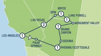 Map showing the Tour regions